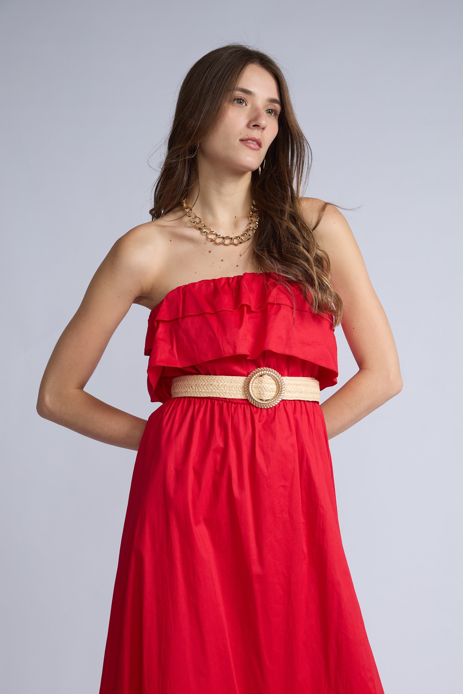 Vestido Strapless Vuelos