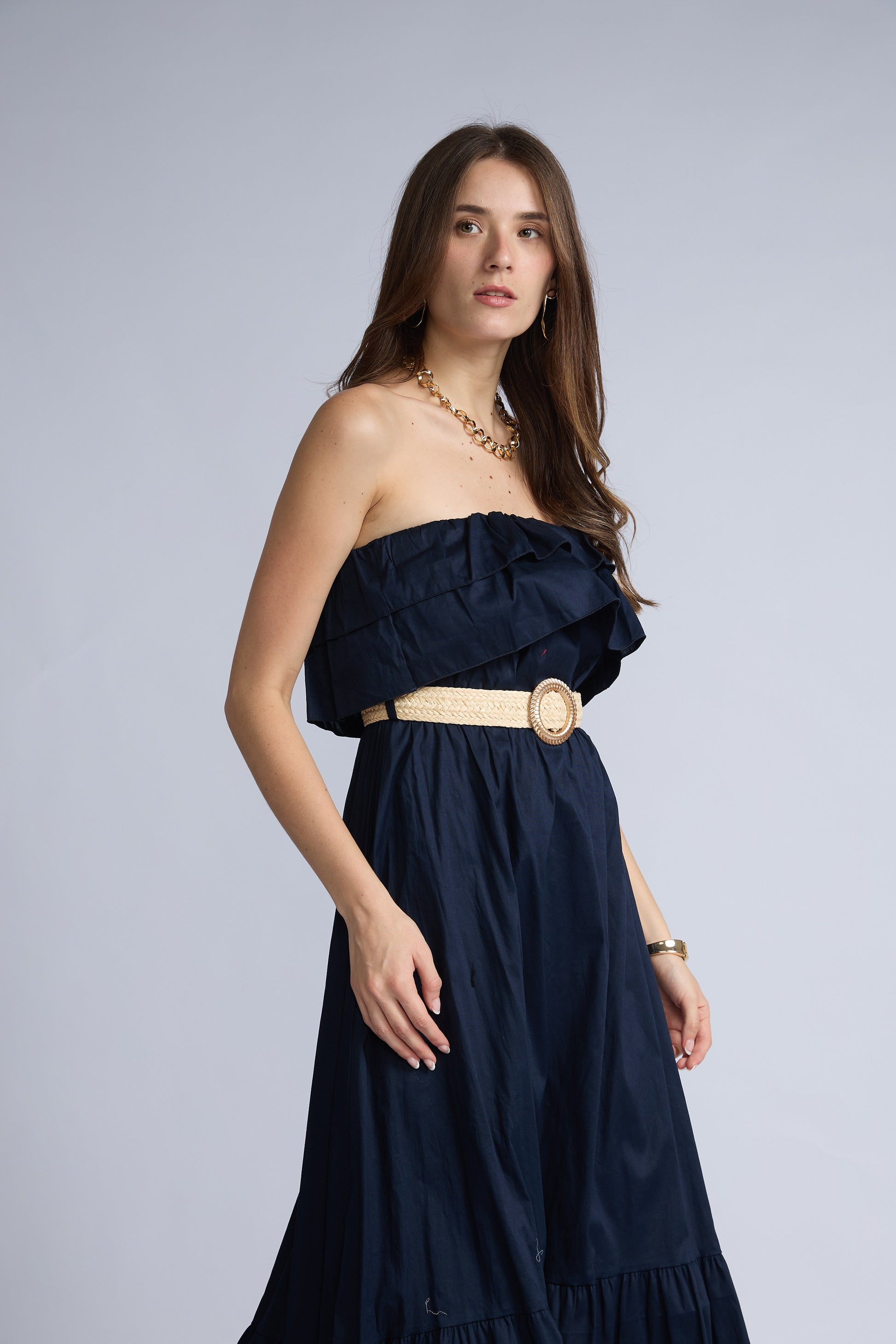 Vestido Strapless Vuelos