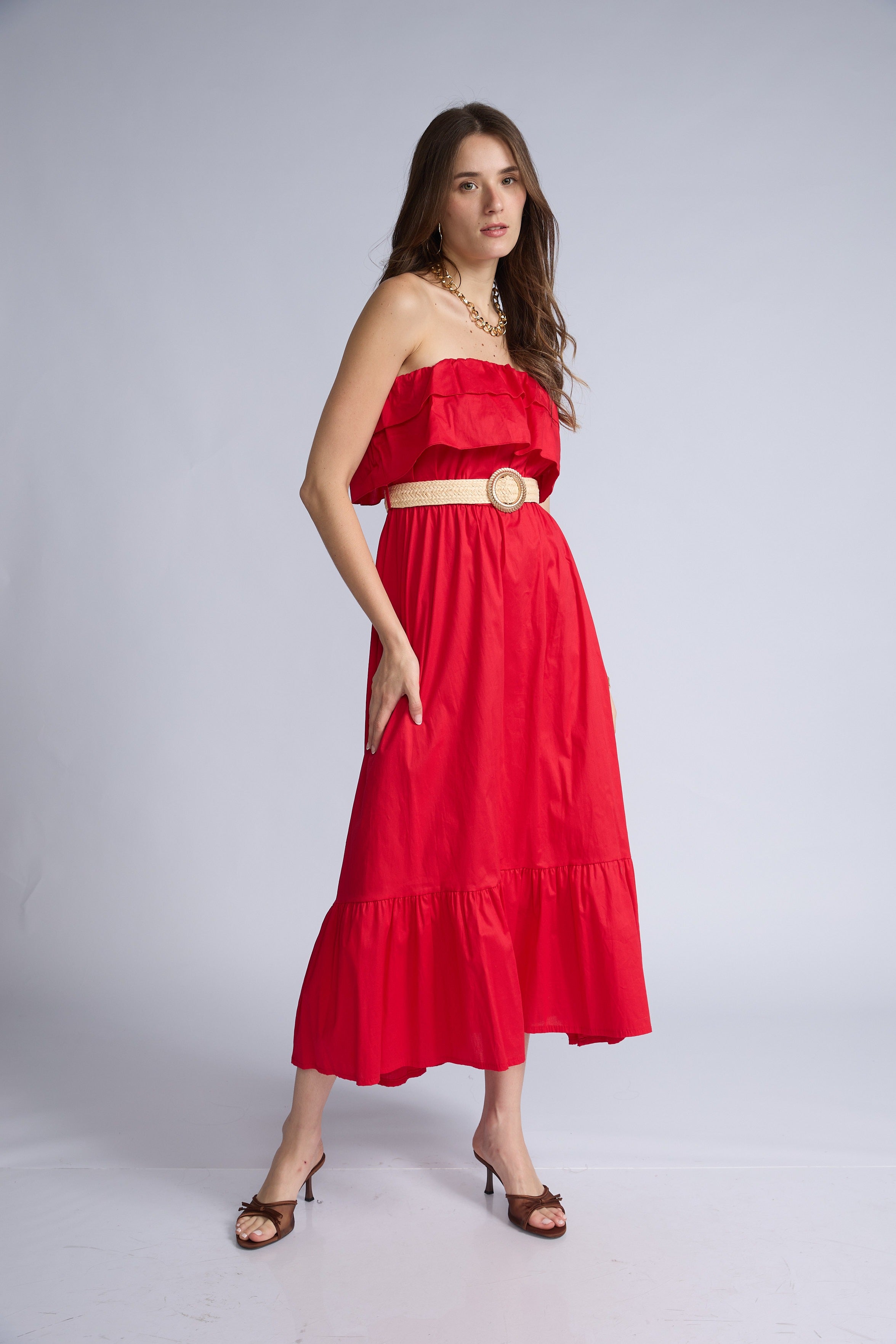 Vestido Strapless Vuelos