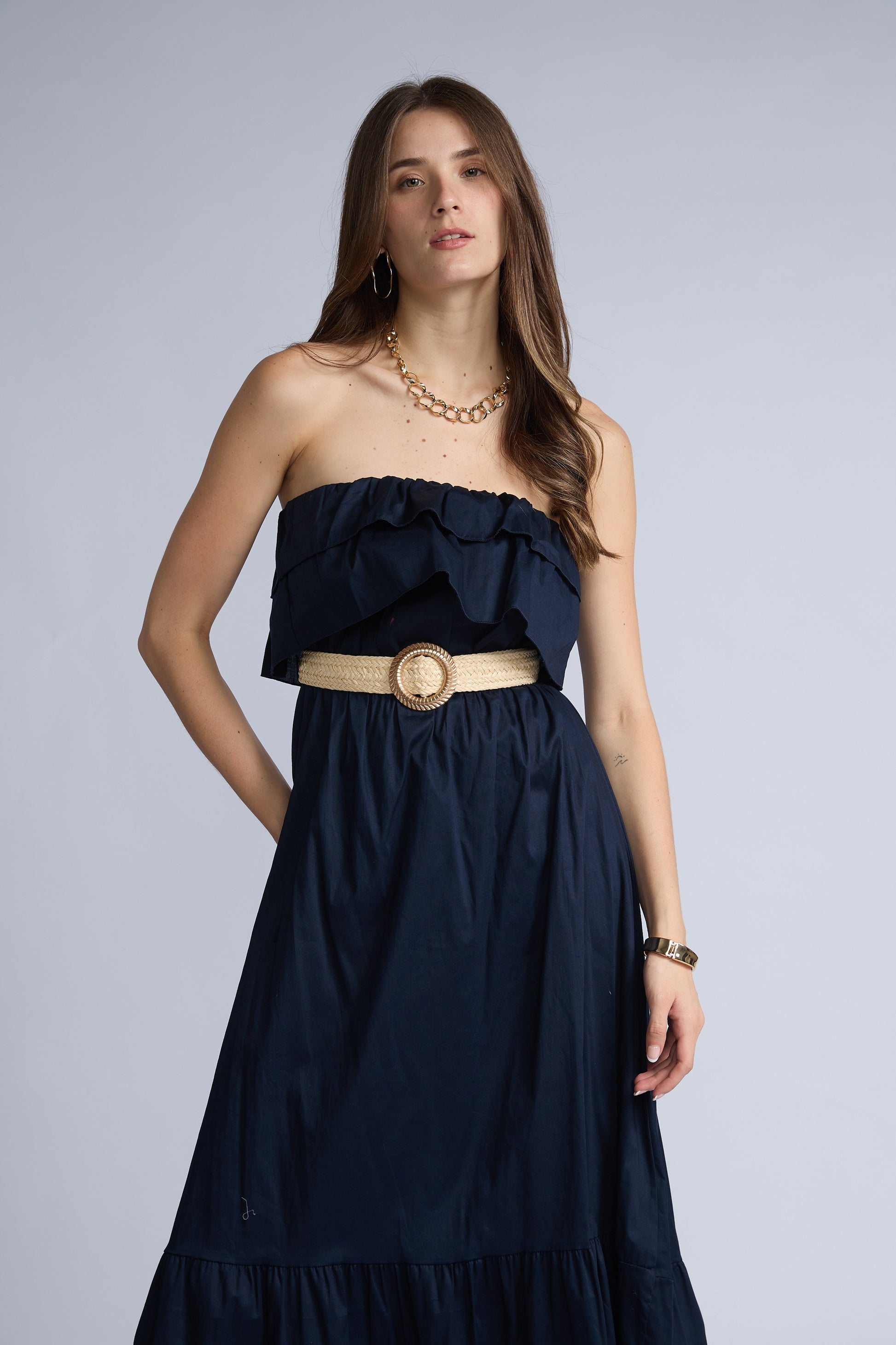 Vestido Strapless Vuelos