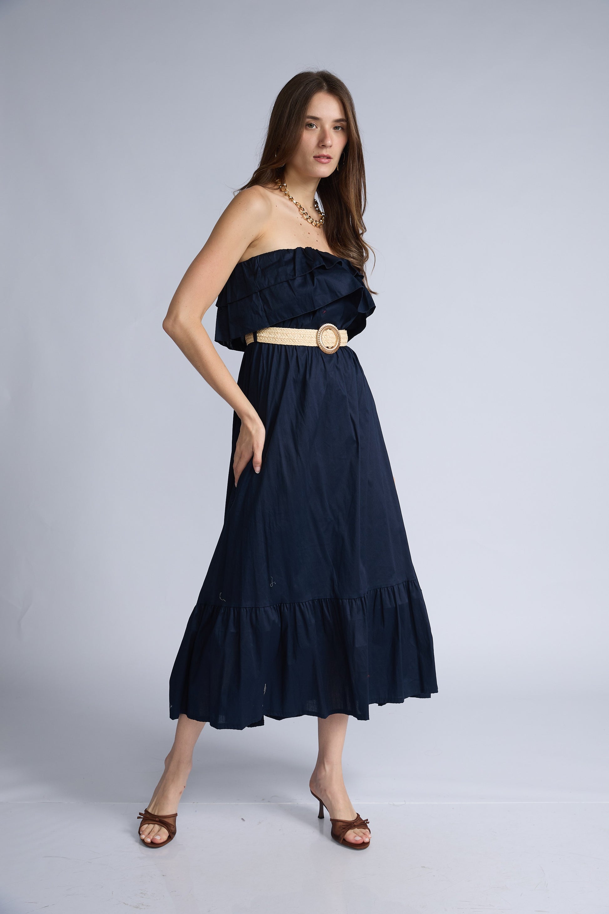 Vestido Strapless Vuelos