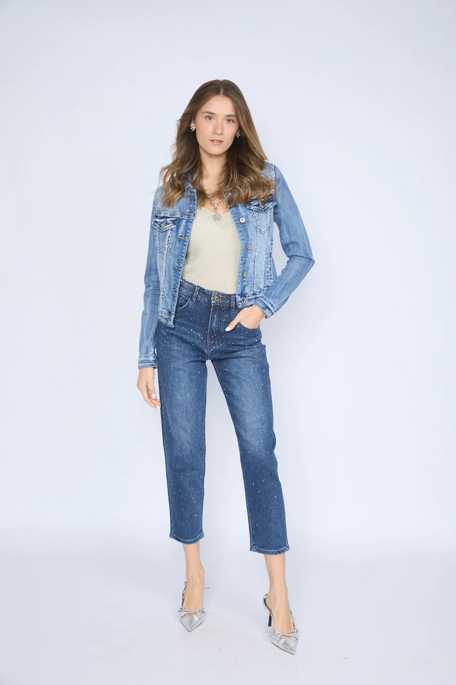 Casaca Denim Brillos